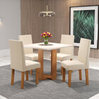 Conjunto Sala De Jantar Mesa Quadrada 90cm Copacabana 4 Cadei