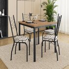 Conjunto Sala De Jantar Mesa Quadrada 90cm Tampo Bp Com 4 Cad