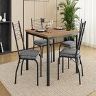 Conjunto Sala De Jantar Mesa Quadrada 90cm Tampo Bp Com 4 Cad