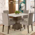 Conjunto Sala De Jantar Mesa Quadrada Jade Com Vidro 90cm 4 C