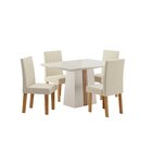 Conjunto Sala De Jantar Mesa Queen Tampo Vidro/mdf Com 4 Cade