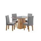 Conjunto Sala De Jantar Mesa Queen Tampo Vidro/mdf Com 4 Cade