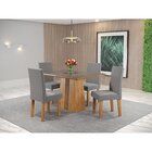 Conjunto Sala De Jantar Mesa Queen Tampo Vidro/mdf Com 4 Cade