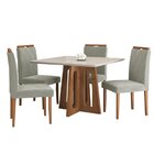 Conjunto Sala De Jantar Mesa Recife Tampo Vidro/mdf Com 4 Cad