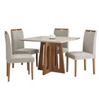 Conjunto Sala De Jantar Mesa Recife Tampo Vidro/mdf Com 4 Cad