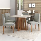 Conjunto Sala De Jantar Mesa Recife Tampo Vidro/mdf Com 4 Cad