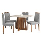 Conjunto Sala De Jantar Mesa Recife Tampo Vidro/mdf Com 4 Cad