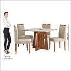 Conjunto Sala De Jantar Mesa Recife Tampo Vidro/mdf Com 4 Cad