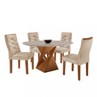 Conjunto Sala De Jantar Mesa Redonda 100cm 4 Cadeiras Barcelo