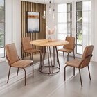 Conjunto Sala De Jantar Mesa Redonda 100cm Base Omega Tampo M