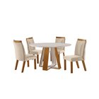 Conjunto Sala De Jantar Mesa Redonda 110cm Grécia Tampo Vidro