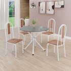 Conjunto Sala De Jantar Mesa Redonda 70cm Tampo Granito Topáz