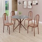 Conjunto Sala De Jantar Mesa Redonda 70cm Tampo Granito Topáz