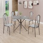 Conjunto Sala De Jantar Mesa Redonda 70cm Tampo Granito Topáz