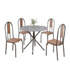 Conjunto Sala De Jantar Mesa Redonda 75cm Tampo Granito Ocre