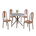 Conjunto Sala De Jantar Mesa Redonda 75cm Tampo Granito Ocre