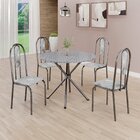 Conjunto Sala De Jantar Mesa Redonda 75cm Tampo Granito Ocre