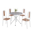 Conjunto Sala De Jantar Mesa Redonda 75cm Tampo Granito Ocre