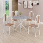 Conjunto Sala De Jantar Mesa Redonda 75cm Tampo Granito Ocre