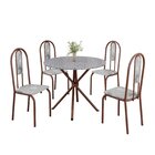 Conjunto Sala De Jantar Mesa Redonda 75cm Tampo Granito Ocre