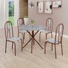 Conjunto Sala De Jantar Mesa Redonda 75cm Tampo Granito Ocre