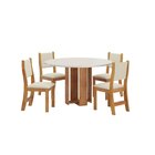 Conjunto Sala De Jantar Mesa Redonda Com 4 Cadeiras Jady E So