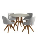 Conjunto Sala De Jantar Mesa Redonda Com Tampo Em Mdf Com Vid