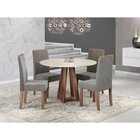 Conjunto Sala De Jantar Mesa Redonda Tampo De Vidro 4 Cadeira