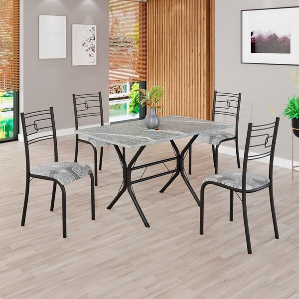 Conjunto Sala De Jantar Mesa Retangular 100x60cm Tampo Granit