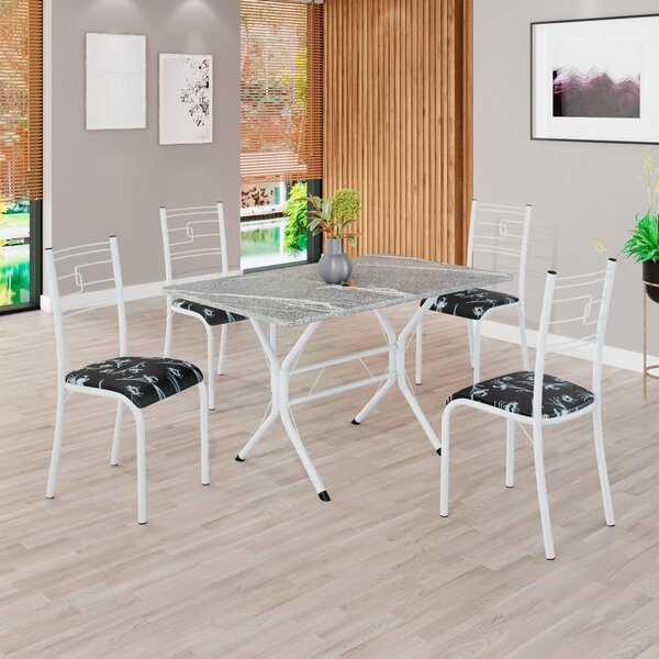 Conjunto Sala De Jantar Mesa Retangular 100x60cm Tampo Granit