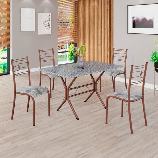 Conjunto Sala De Jantar Mesa Retangular 100x60cm Tampo Granit