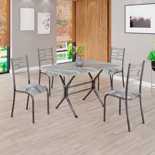 Conjunto Sala De Jantar Mesa Retangular 100x60cm Tampo Granit