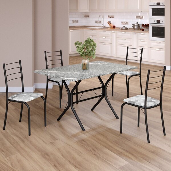 Conjunto Sala De Jantar Mesa Retangular 100x60cm Tampo Granit