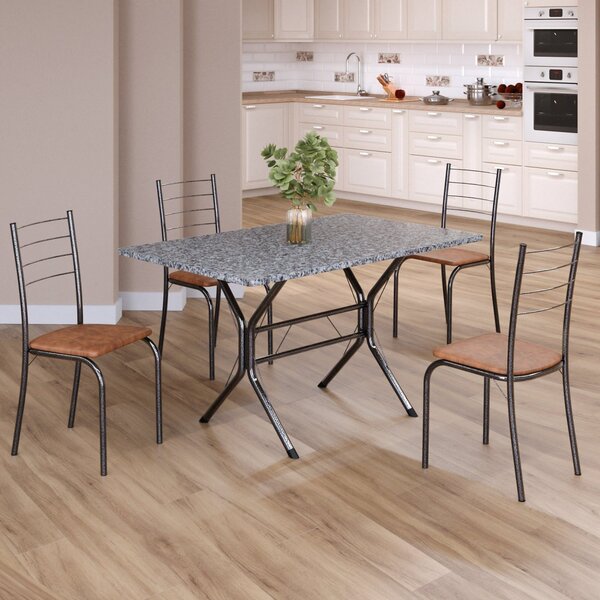 Conjunto Sala De Jantar Mesa Retangular 100x60cm Tampo Granit