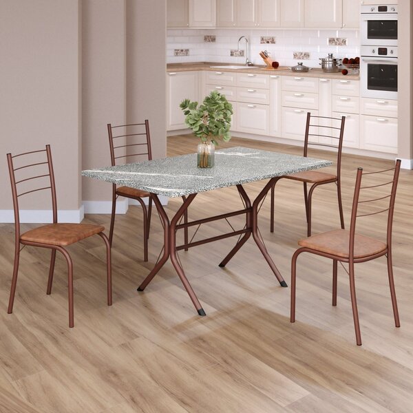 Conjunto Sala De Jantar Mesa Retangular 100x60cm Tampo Granit