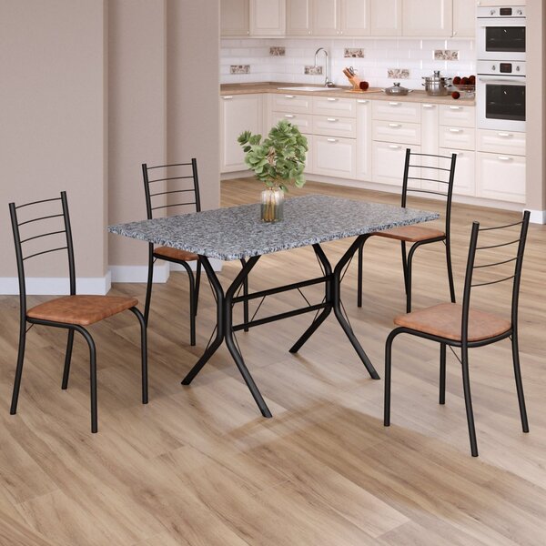 Conjunto Sala De Jantar Mesa Retangular 100x60cm Tampo Granit