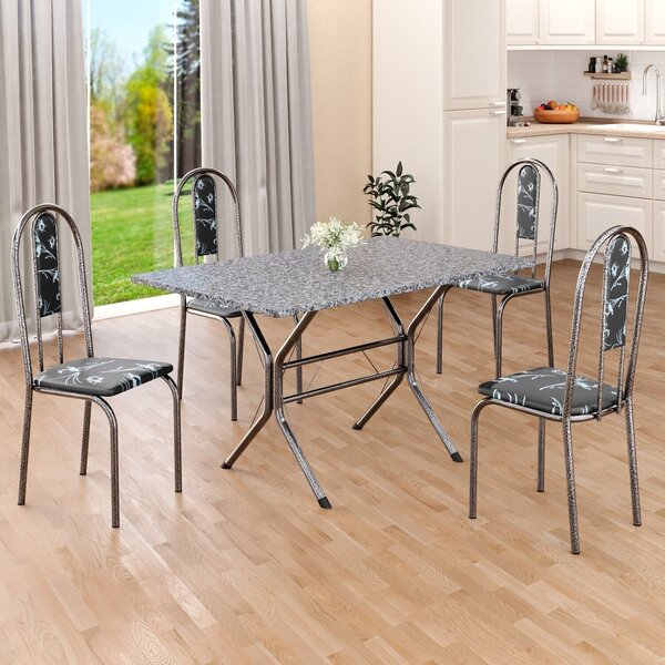 Conjunto Sala De Jantar Mesa Retangular 100x60cm Tampo Granit