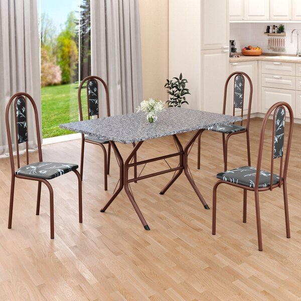 Conjunto Sala De Jantar Mesa Retangular 100x60cm Tampo Granit