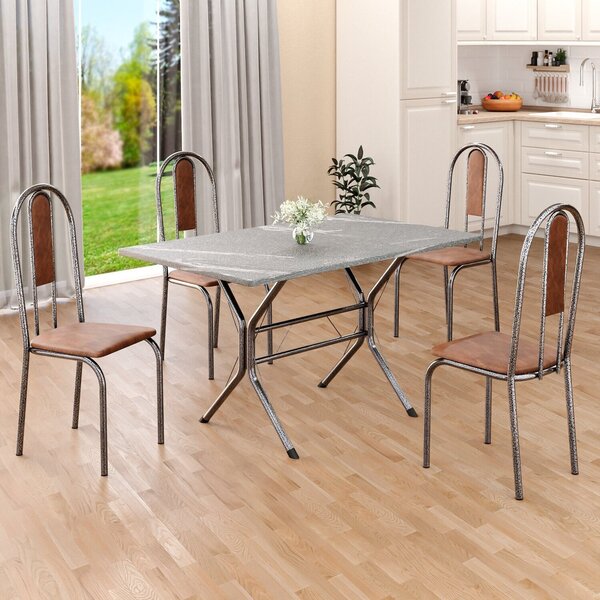 Conjunto Sala De Jantar Mesa Retangular 100x60cm Tampo Granit