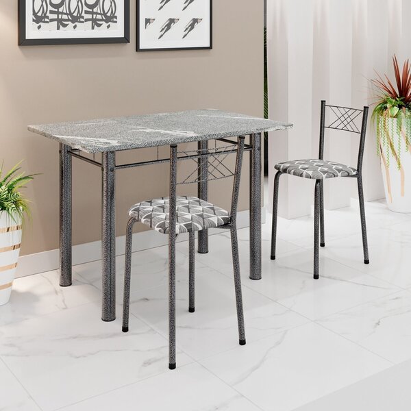 Conjunto Sala De Jantar Mesa Retangular 100x60cm Tampo Granit