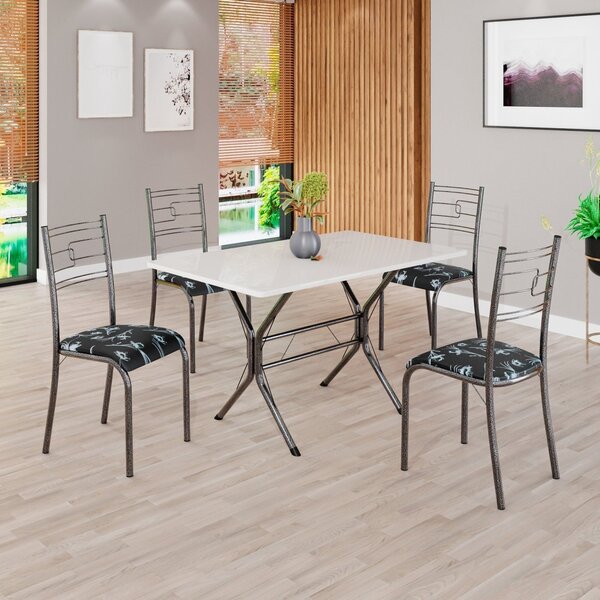 Conjunto Sala De Jantar Mesa Retangular 100x60cm Tampo Madeir