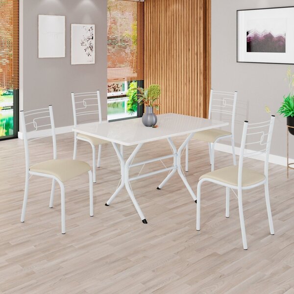 Conjunto Sala De Jantar Mesa Retangular 100x60cm Tampo Madeir