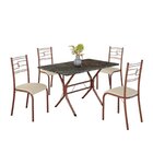 Conjunto Sala De Jantar Mesa Retangular 100x60cm Tampo Madeir