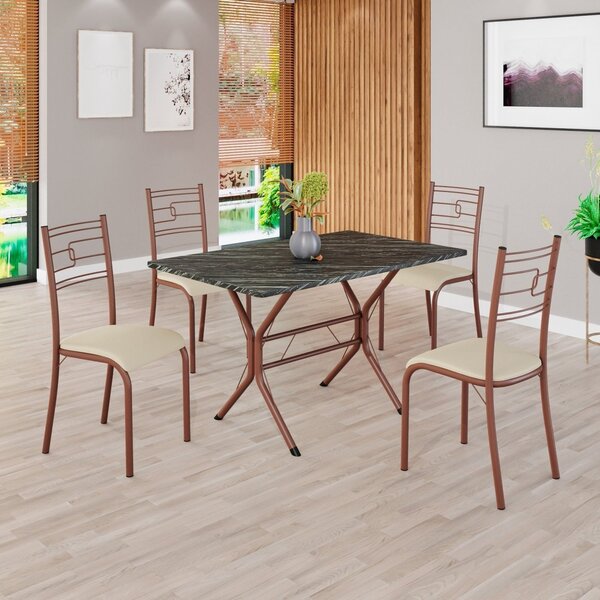 Conjunto Sala De Jantar Mesa Retangular 100x60cm Tampo Madeir