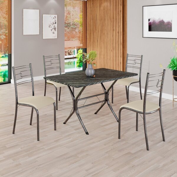 Conjunto Sala De Jantar Mesa Retangular 100x60cm Tampo Madeir