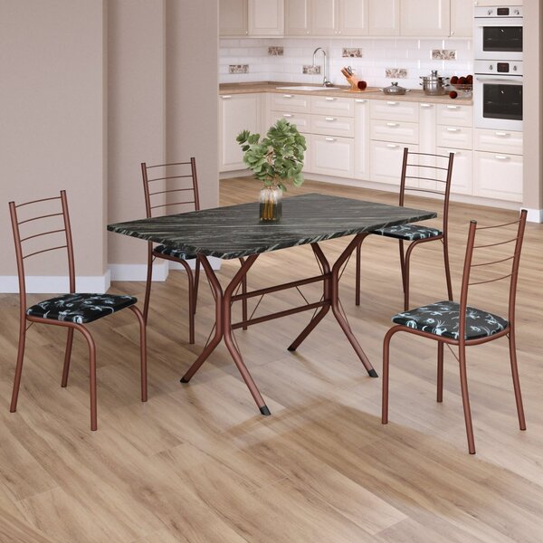 Conjunto Sala De Jantar Mesa Retangular 100x60cm Tampo Madeir