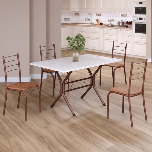 Conjunto Sala De Jantar Mesa Retangular 100x60cm Tampo Madeir