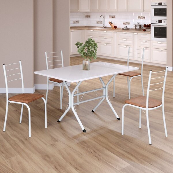 Conjunto Sala De Jantar Mesa Retangular 100x60cm Tampo Madeir