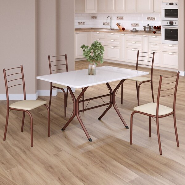 Conjunto Sala De Jantar Mesa Retangular 100x60cm Tampo Madeir