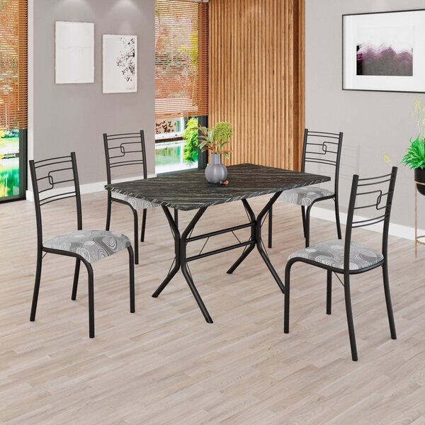 Conjunto Sala De Jantar Mesa Retangular 100x60cm Tampo Pedra